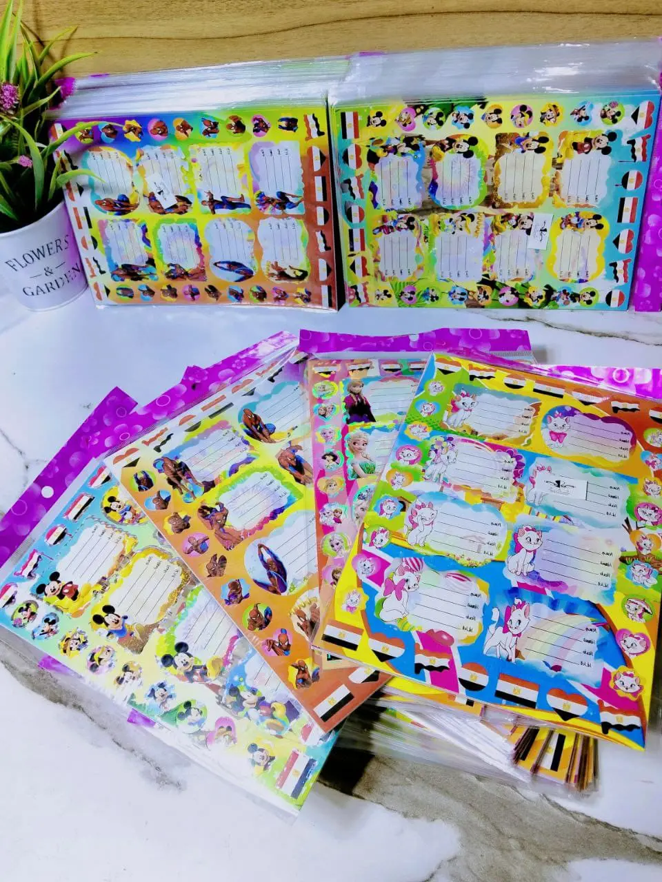 ( عرض 3 قطعة ) 5 ورقات تيكت & استيكر